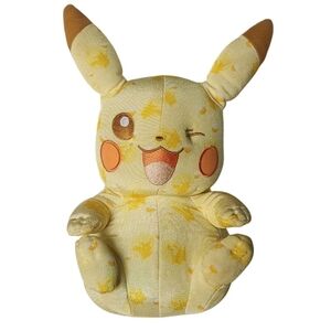 TOMY Pikachu Plush Pattern Print 10" Pokemon Winking Stuffed Toy 2016